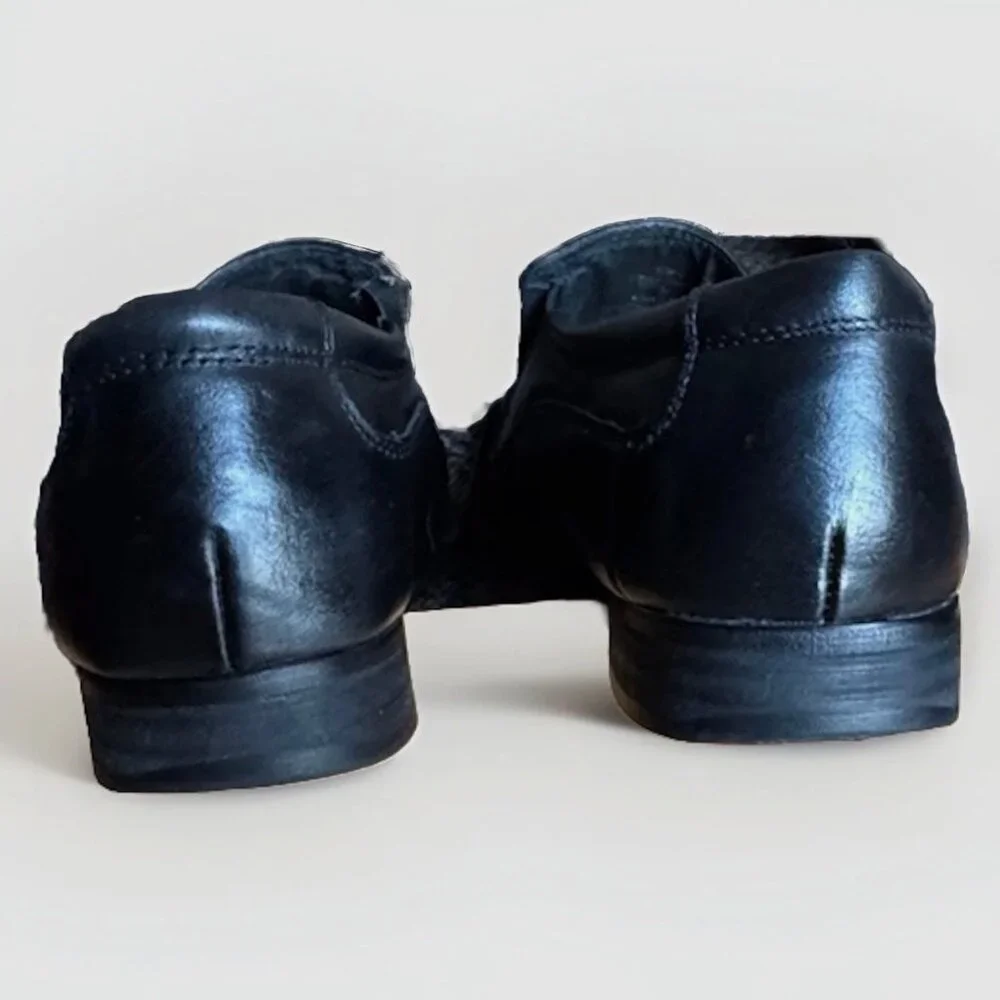 (10) VARESE DAYTONA Black Leather Square Toe Slip On Loafers